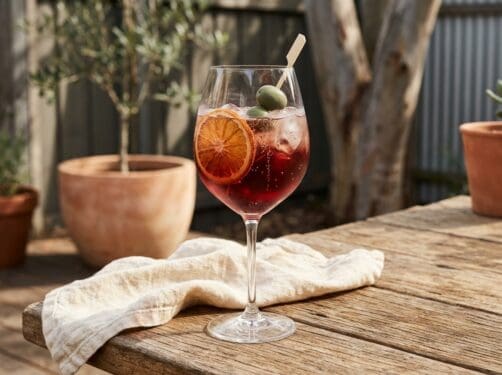 Campari Spritz cocktail variation of Aperol Spritz. Food & Drinks recipe photo.