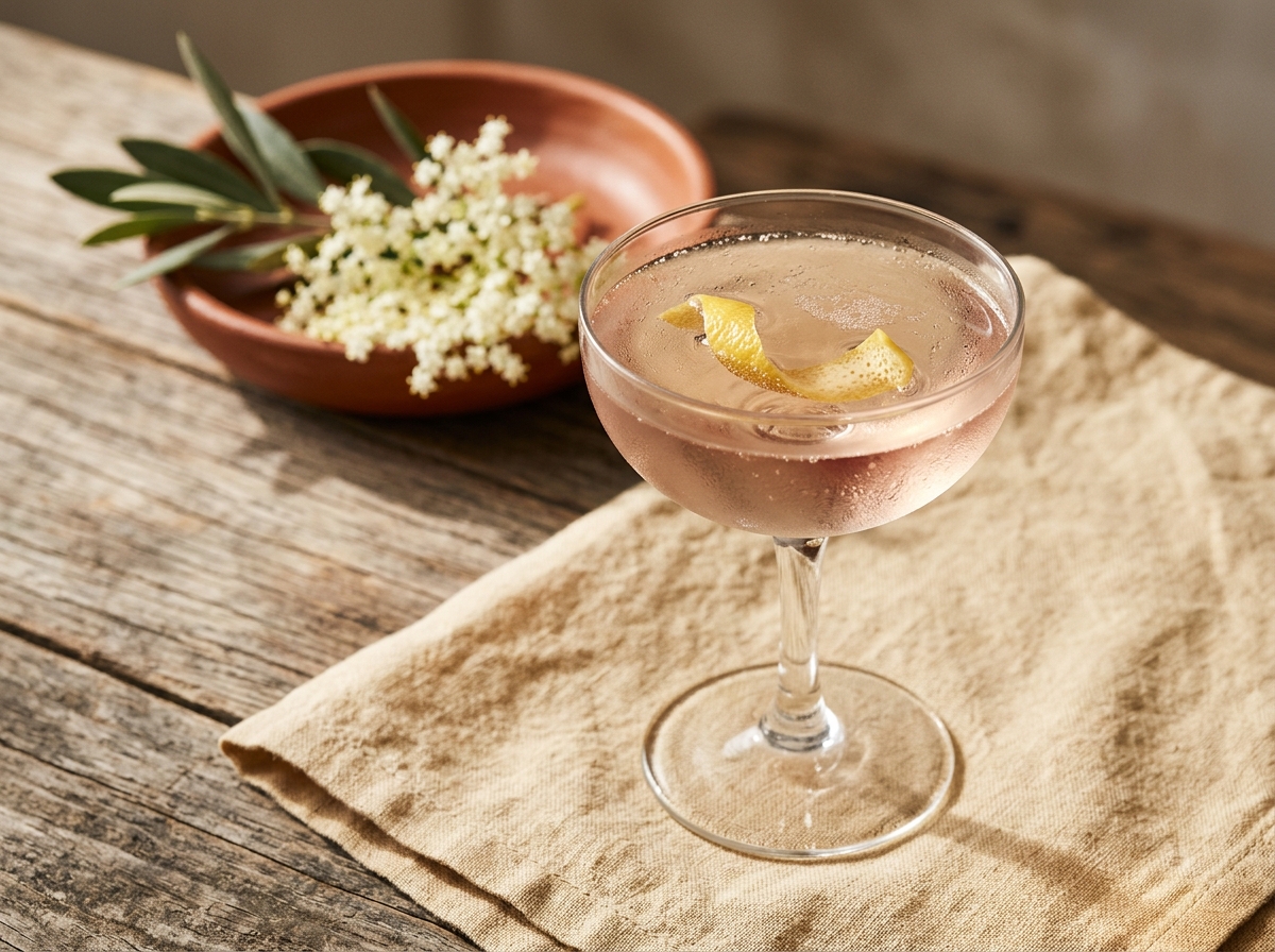 The Elderflower Cosmo cocktail variation of The Cosmopolitan. Food & Drinks recipe photo.