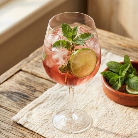 The Rosé Hugo cocktail variation of The Hugo Spritz. Food & Drinks recipe photo.