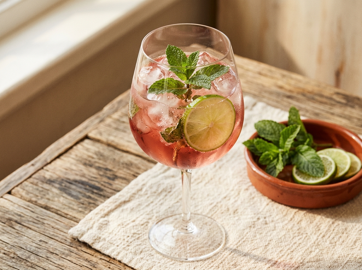 The Rosé Hugo cocktail variation of The Hugo Spritz. Food & Drinks recipe photo.