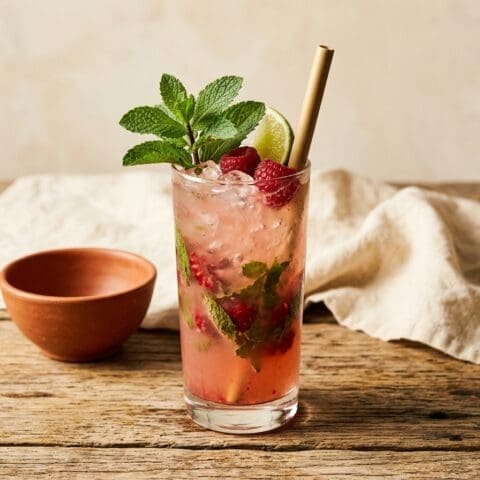 The Raspberry or Strawberry Mojito cocktail variation of The Mojito. Food & Drinks recipe photo.