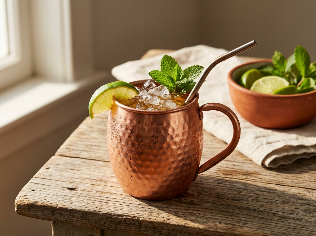 The Kentucky Mule cocktail variation of The Moscow Mule. Food & Drinks recipe photo.