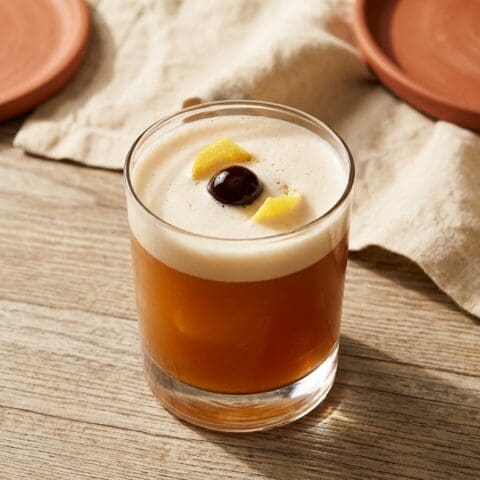 Amaretto Sour cocktail variation of Whisky Sour. Food & Drinks recipe photo.