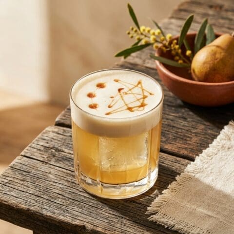 Maple Sour cocktail variation of Whisky Sour. Food & Drinks recipe photo.