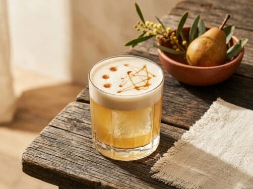 Maple Sour cocktail variation of Whisky Sour. Food & Drinks recipe photo.