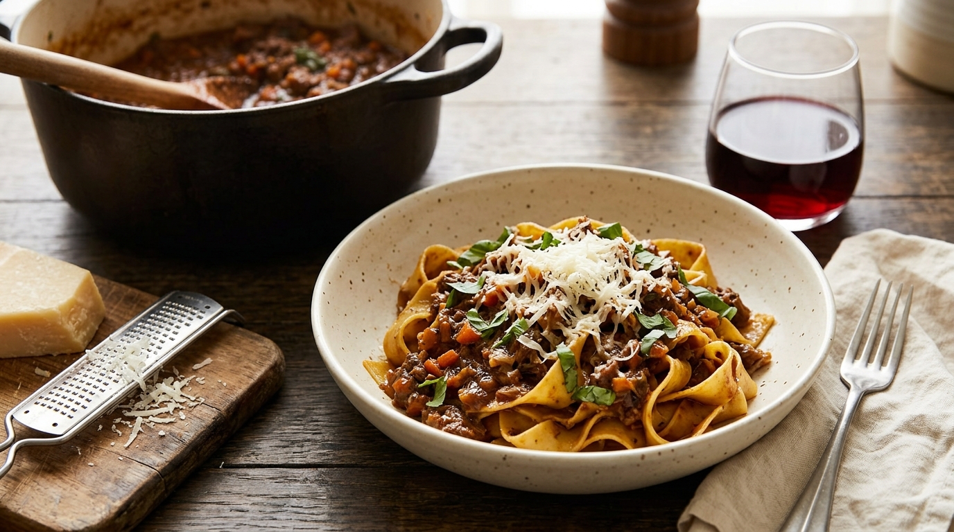 Pappardelle with slow ragu